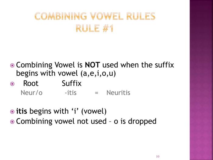 Combining vowel medical terminology introduction root examples ppt powerpoint presentation word form added suffix slideserve