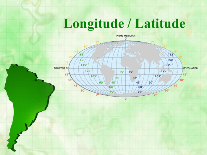 Latitude and longitude map south america