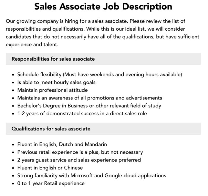 Rue 21 sales associate job description