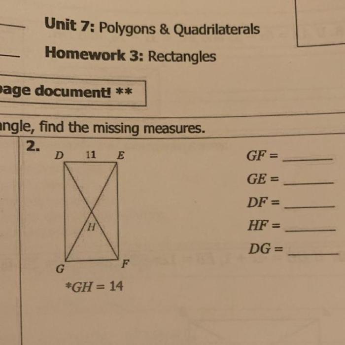 Unit 7 polygons & quadrilaterals homework 3 rectangles