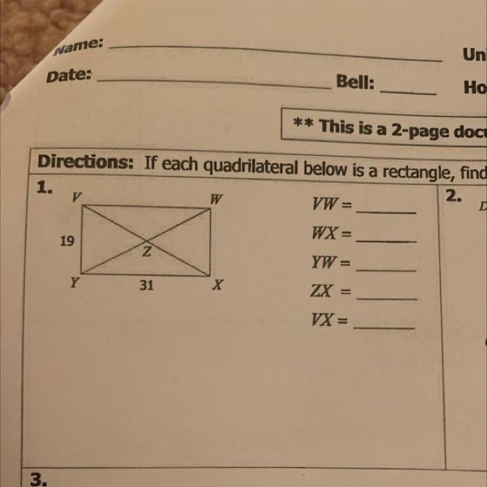 Unit 7 polygons & quadrilaterals homework 3 rectangles